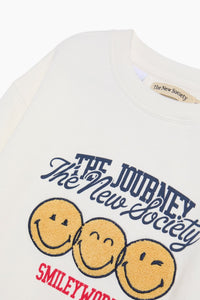 The New Society SmileyWorld felpa teen cotone bianca