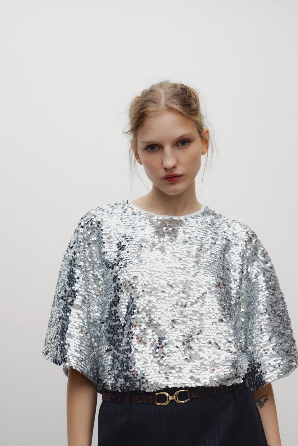 The New Society Muse top donna paillettes nero