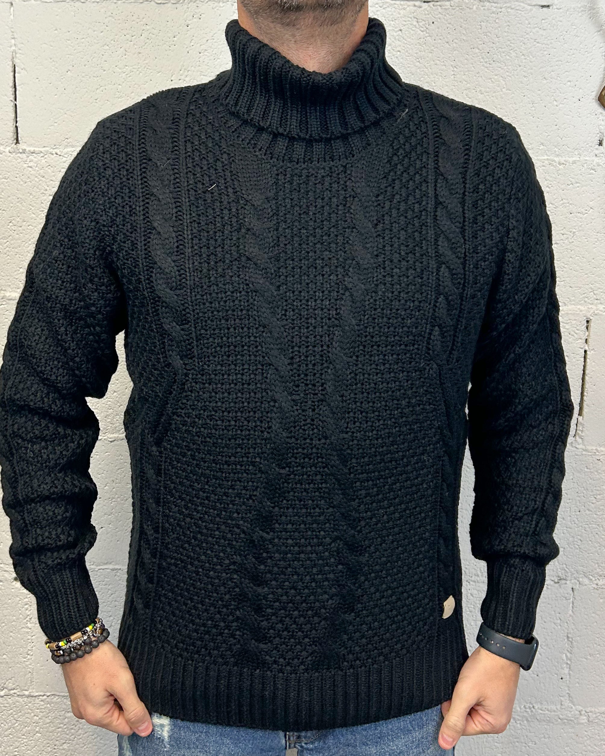 ONLYONE Gianni Lupo Trecce dolcevita nero