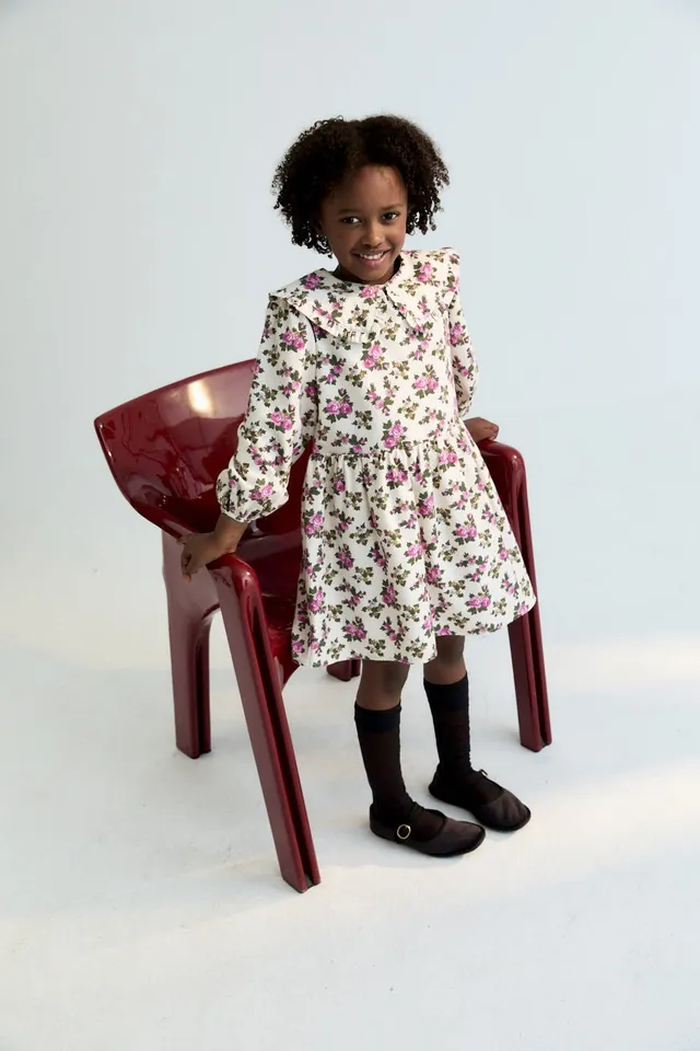 The New Society Elyse Vestito Bambina Flanella Fiori 6 Anni