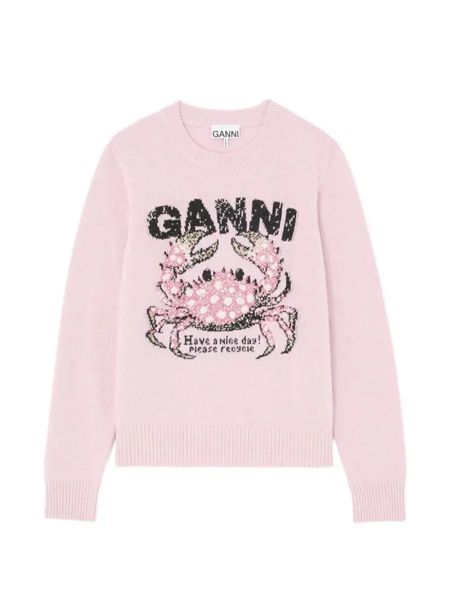 Ganni A1150008 felpa rosa girocollo donna