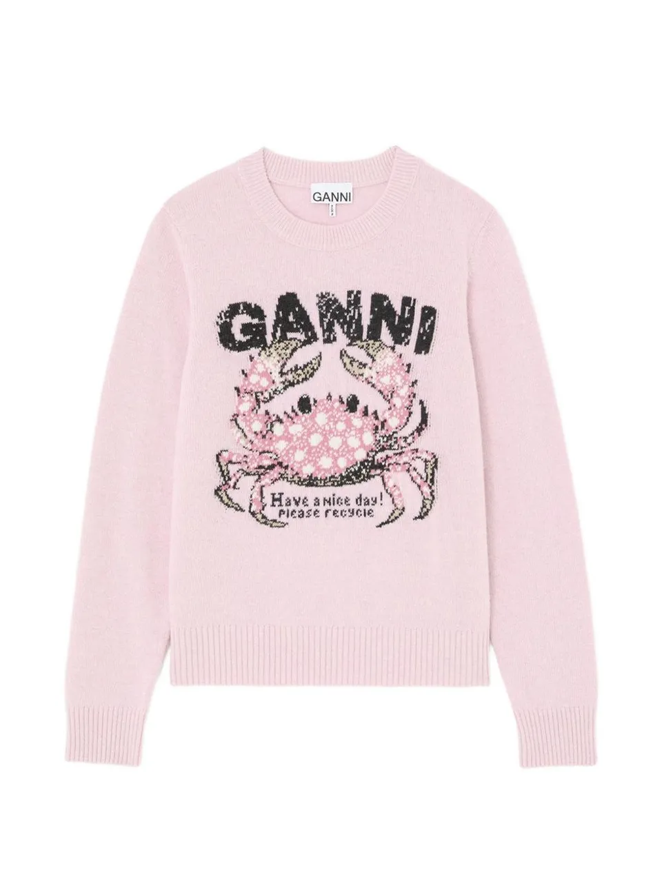 Ganni A1150008 felpa rosa girocollo donna