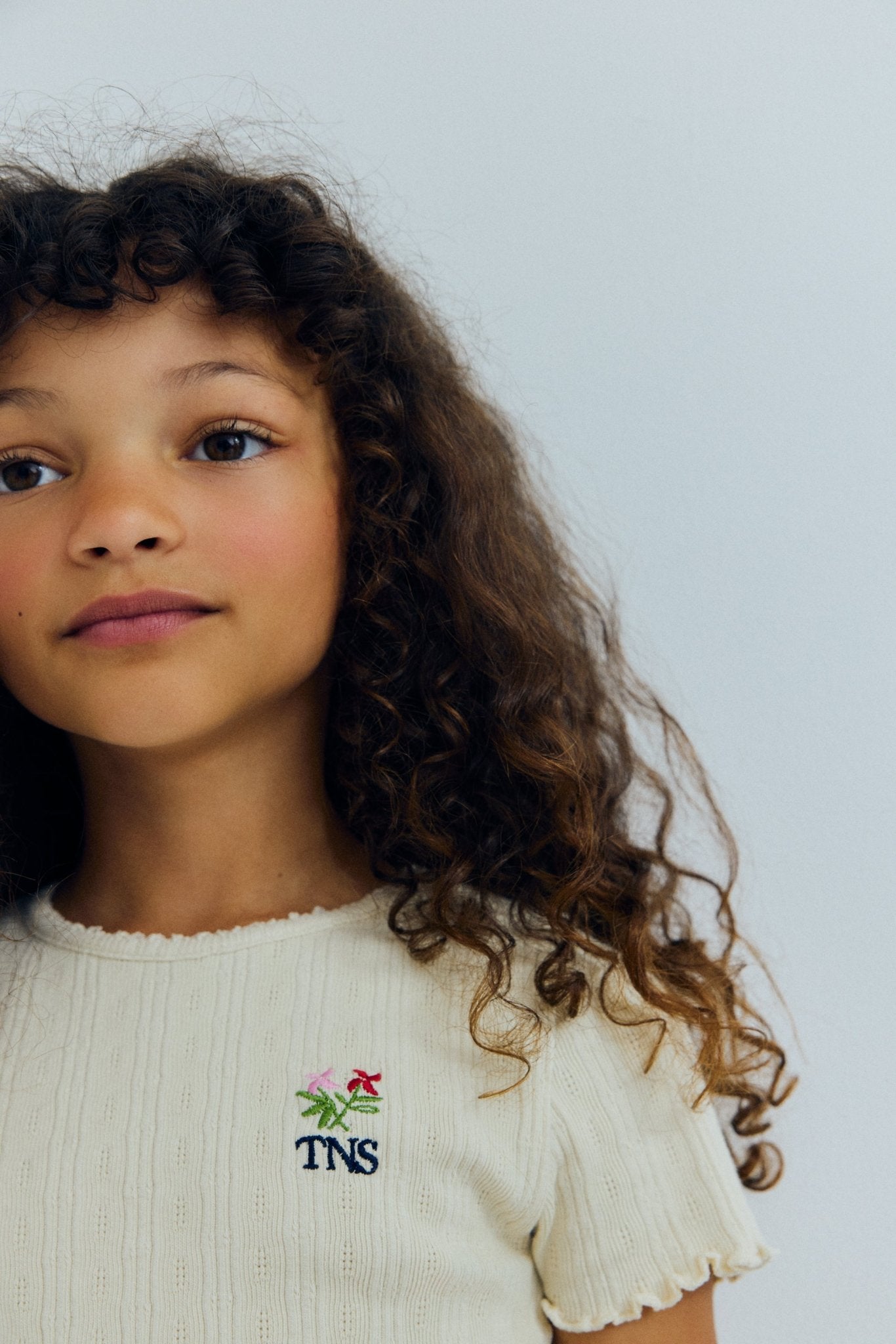 The New Society Romero Tee maglietta ecru bambina cotone