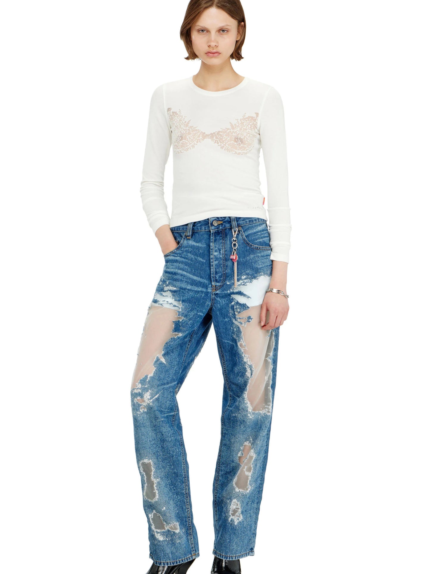 Diesel Capsule P017990SPFB100 maglia bianca donna
