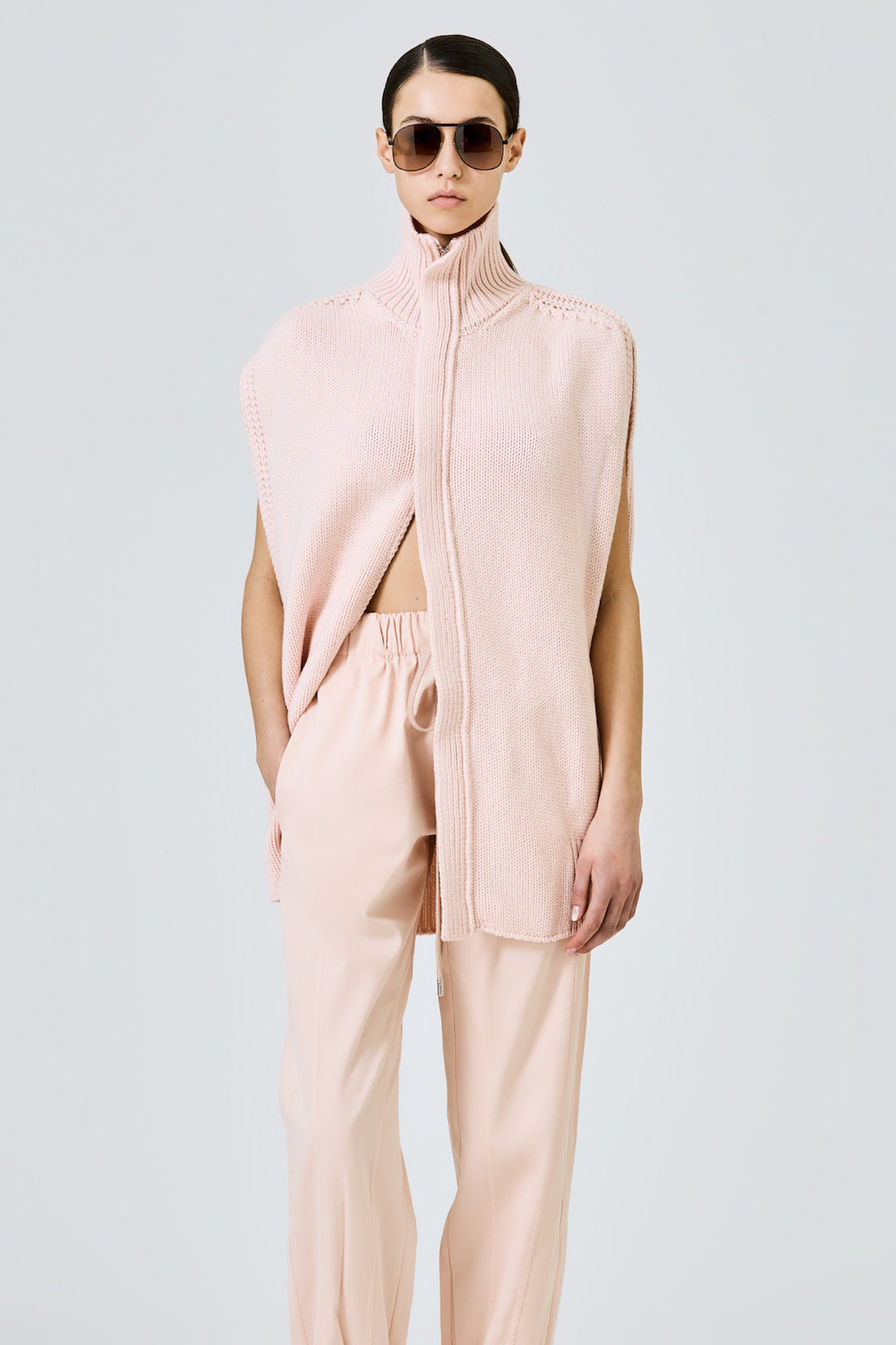 Sa Su Phi Matilda cardigan smanicato cashmere rosa