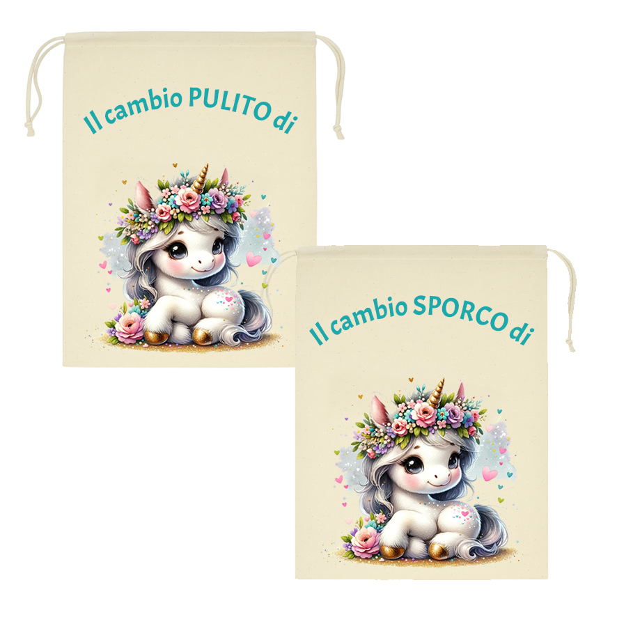 Mr. Gadgets Unicorno sacchetto sporco pulito M 20x30 cm