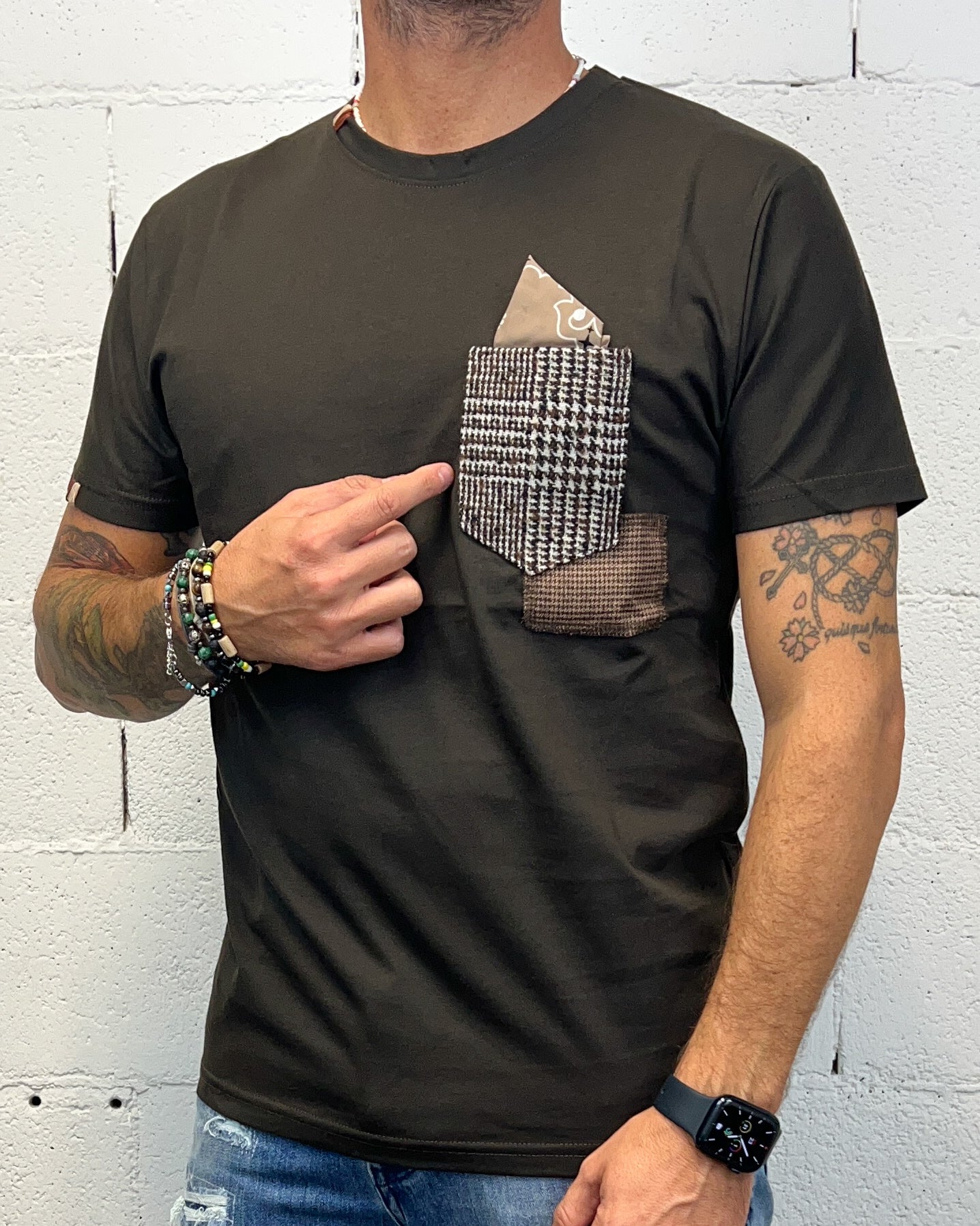 ONLYONE OVER-D Taschino Contrasto T-Shirt Moro Slim