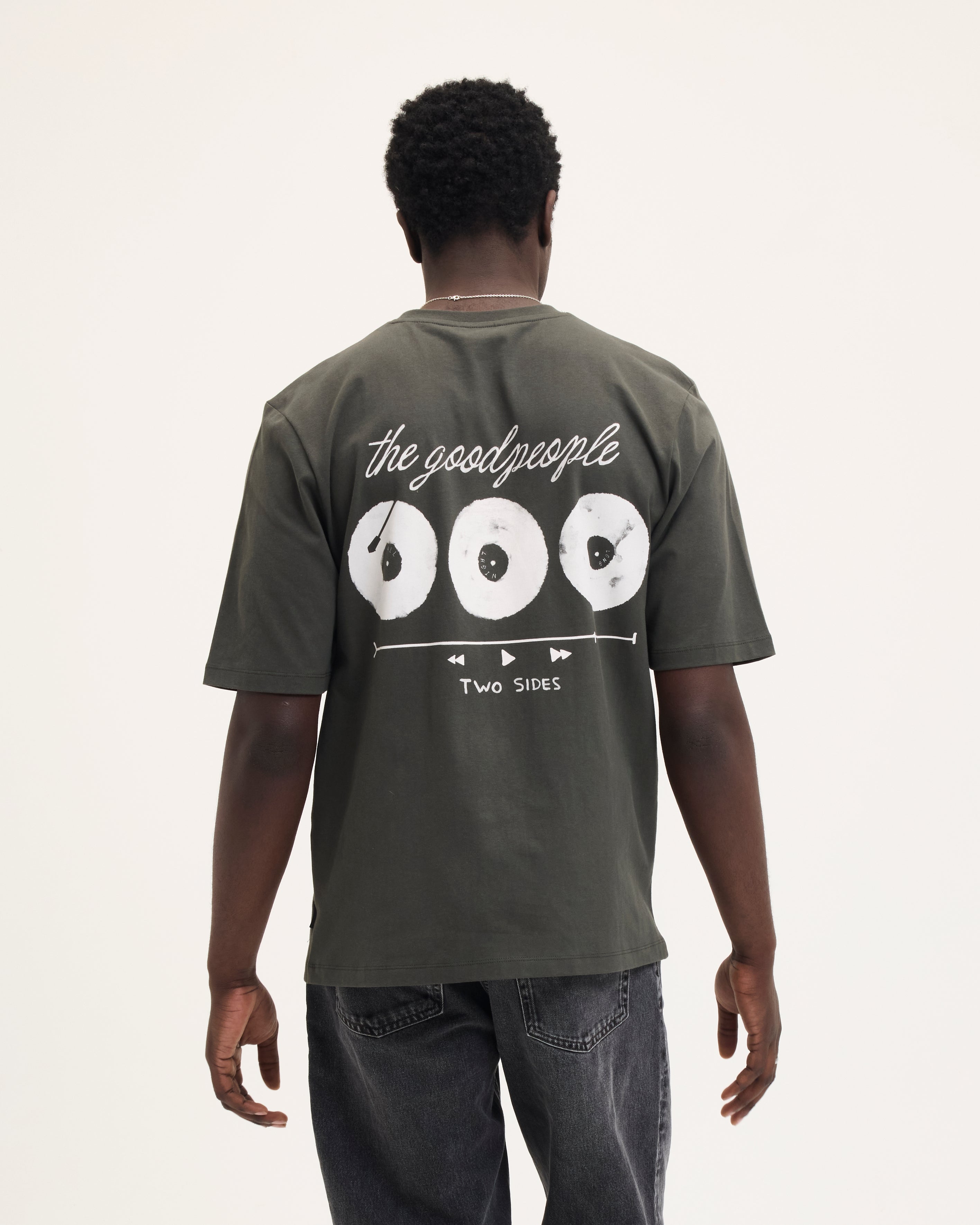 GOODPEOPLE Tuur t-shirt verde scuro cotone con stampa