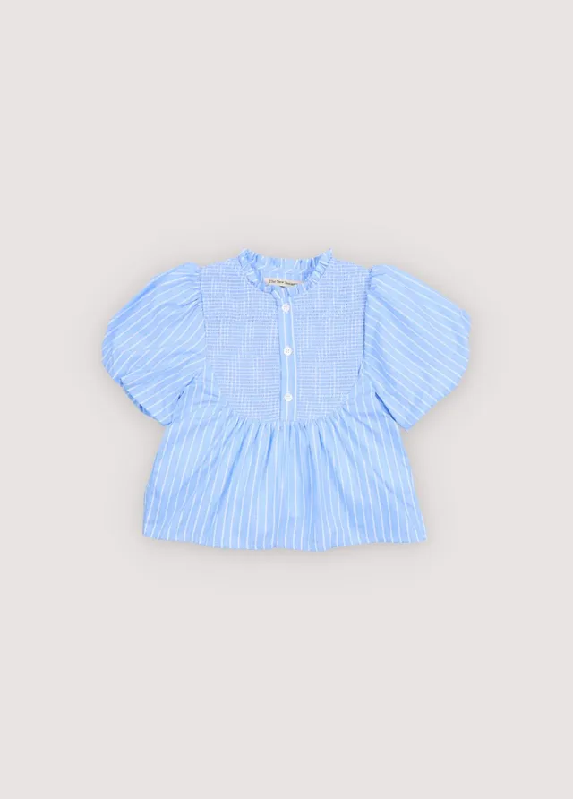 The New Society Ficus blusa bambina righe blu smock 6Y