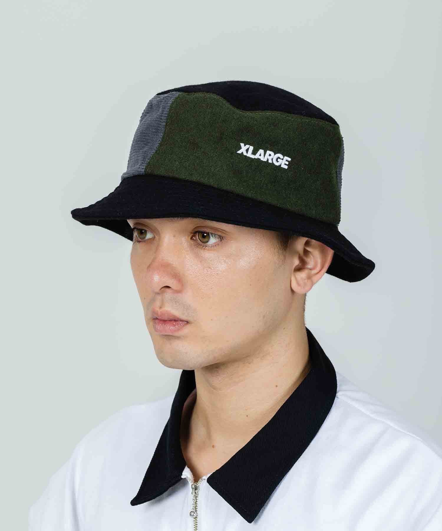 X-Large Paneled Wool cappello di lana oliva