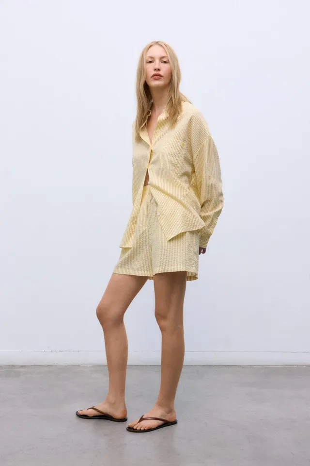 The New Society Alheli camicia donna giallo mimosa righe