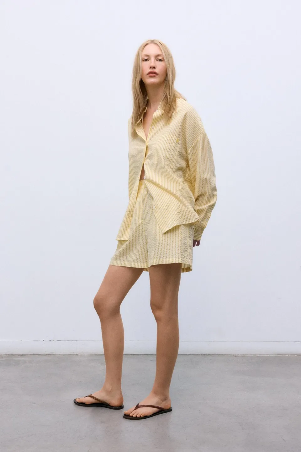 The New Society Alheli camicia donna giallo mimosa righe