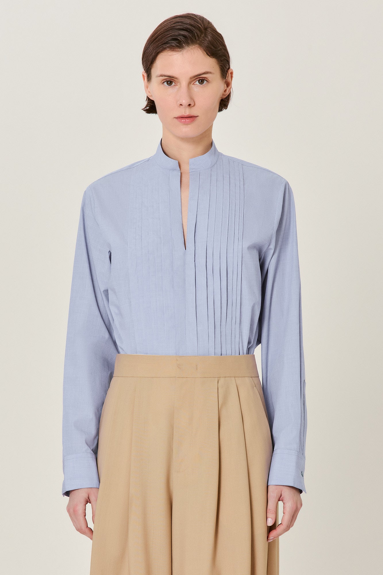 Sa Su Phi Petra camicia smoking cotone azzurra