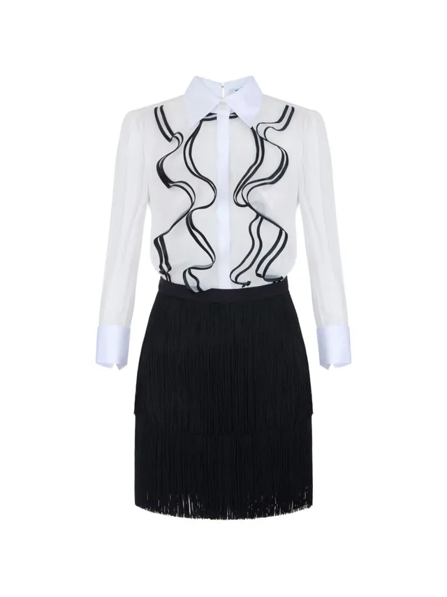 Elisabetta Franchi AB02267E2 abito corto avorio nero