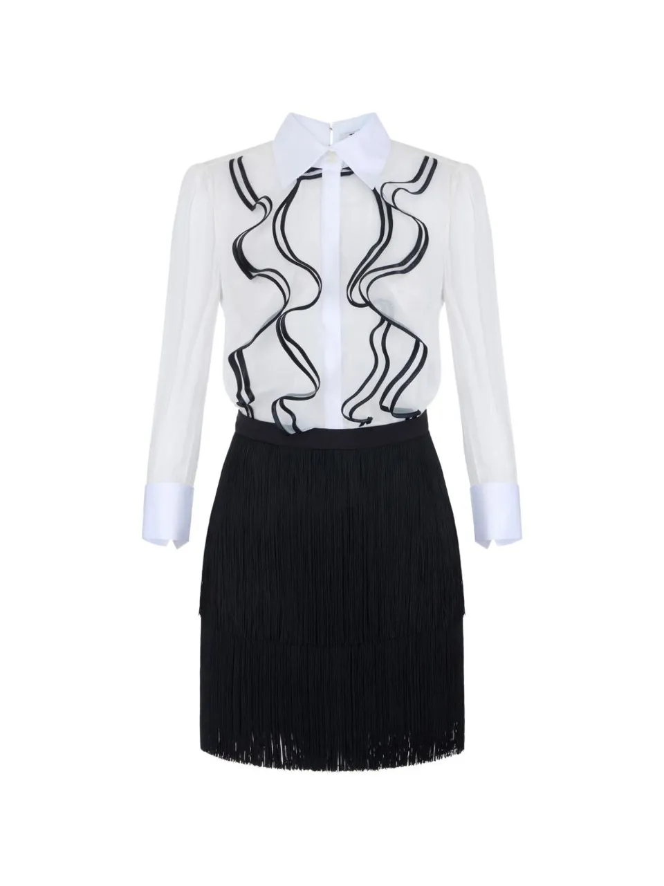Elisabetta Franchi AB02267E2 abito corto avorio nero
