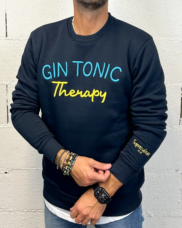 ONLYONE SUPERCULTURE Gin Therapy felpa blu regolare