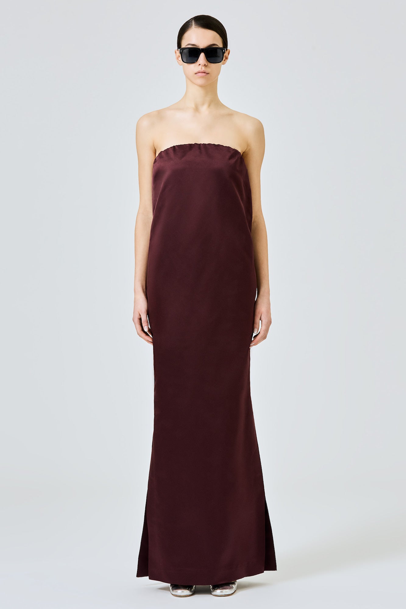 Sa Su Phi Gilda abito lungo seta duchesse bordeaux