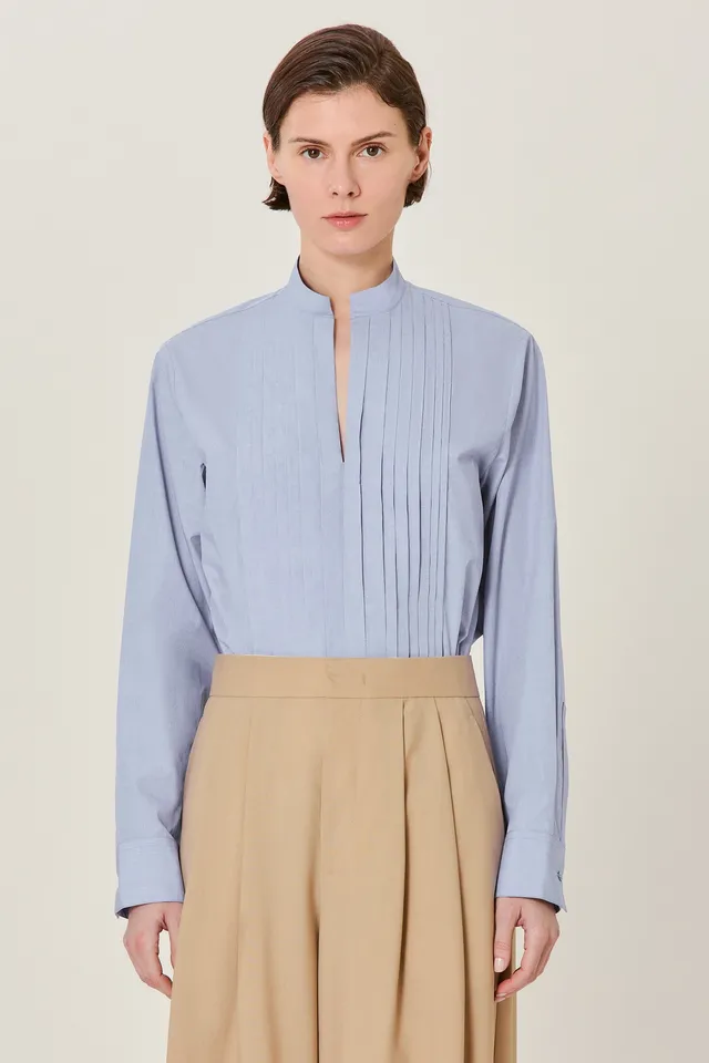 Sa Su Phi Petra camicia smoking cotone azzurra