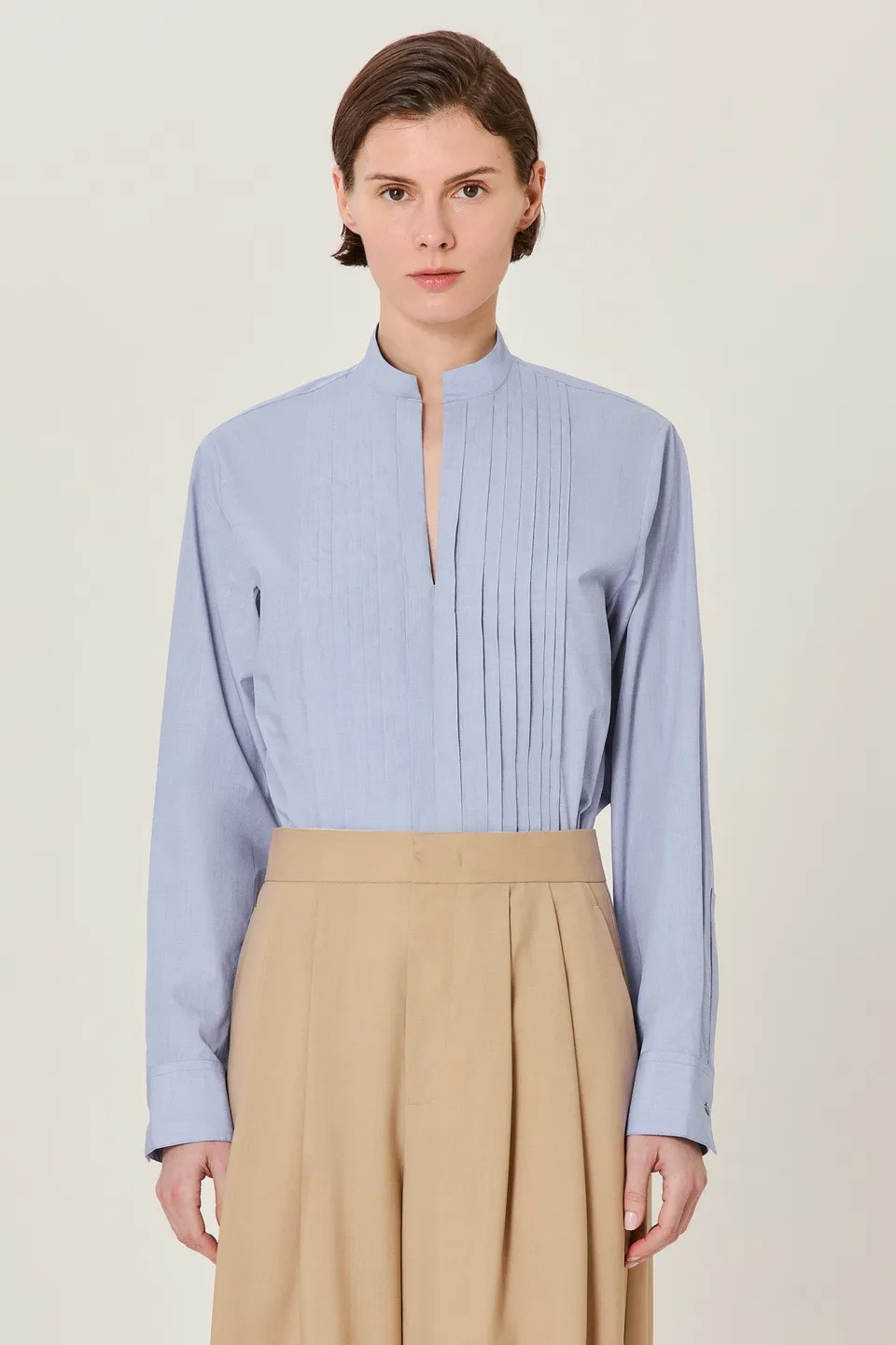 Sa Su Phi Petra camicia smoking cotone azzurra