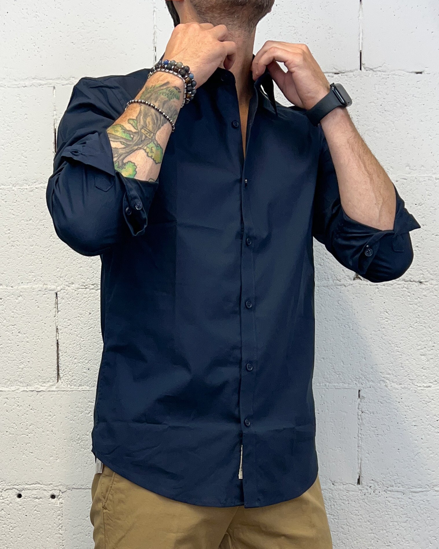 ONLYONE Gianni Lupo Slim camicia blu navy regolare