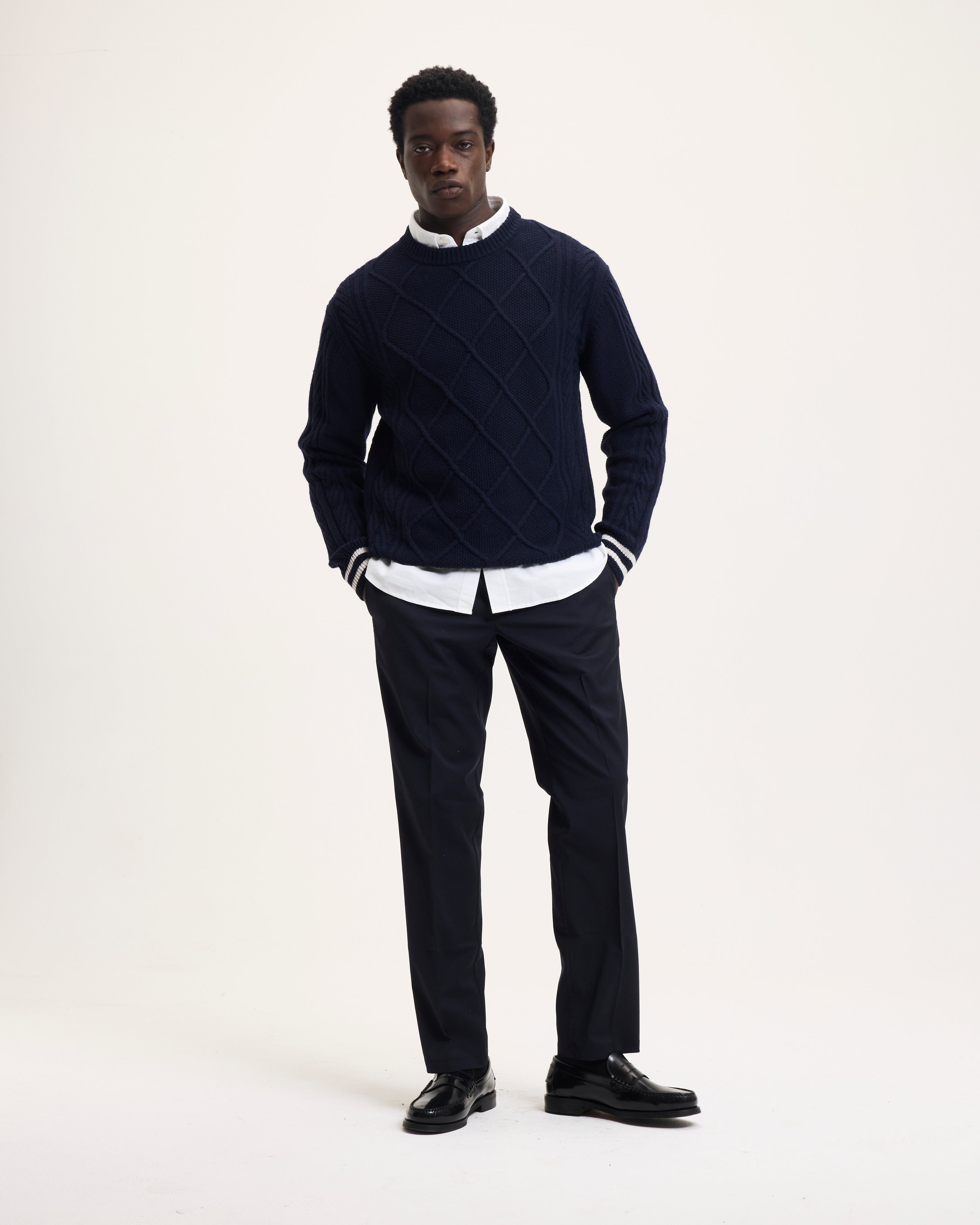 GOODPEOPLE Kpattern Maglione Lana Blu Navy Motivo