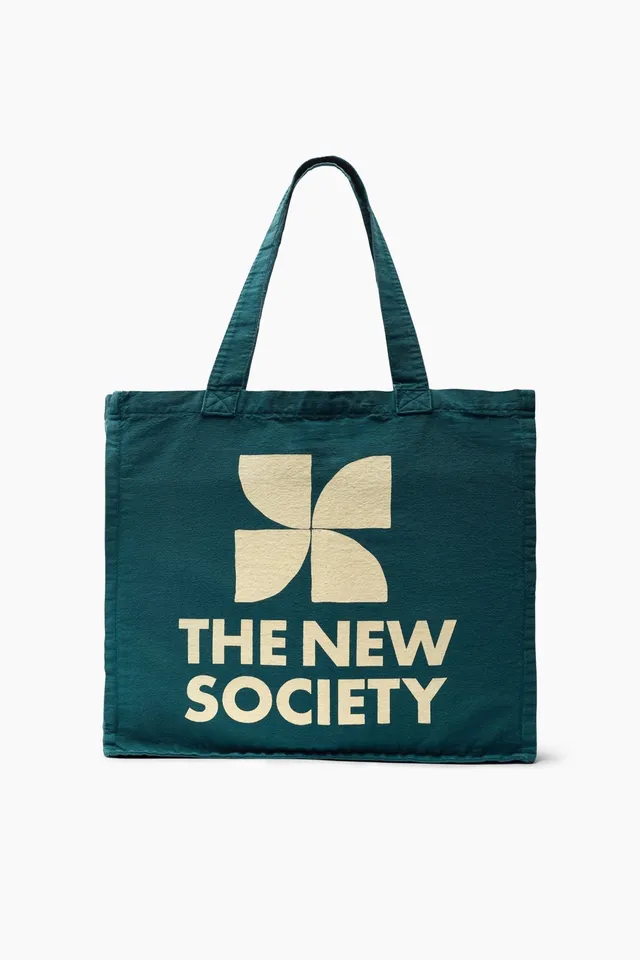 The New Society TNS Logo Bag shopper Dark Sea in cotone
