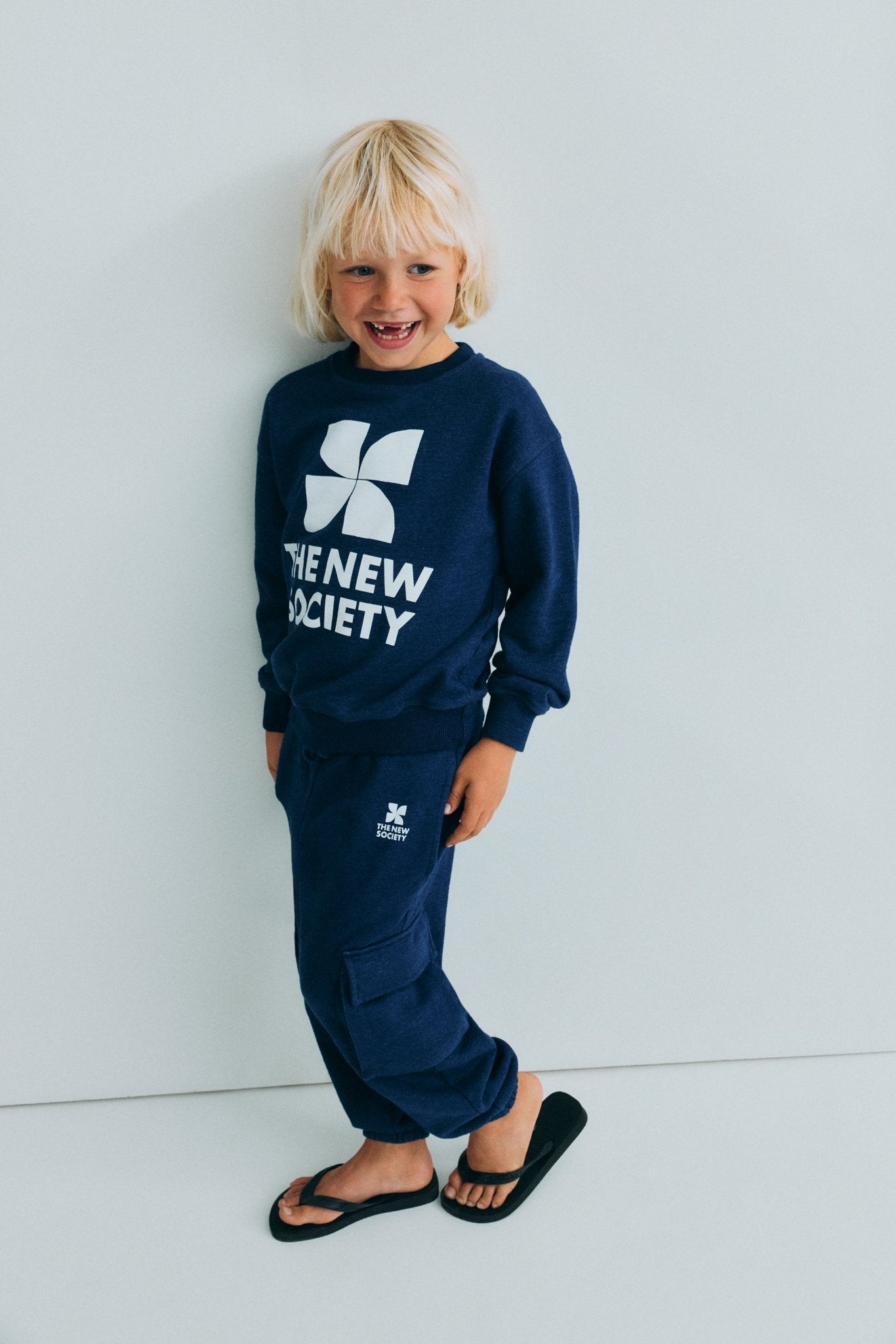 The New Society TNS Logo felpa Indigo Denim cotone