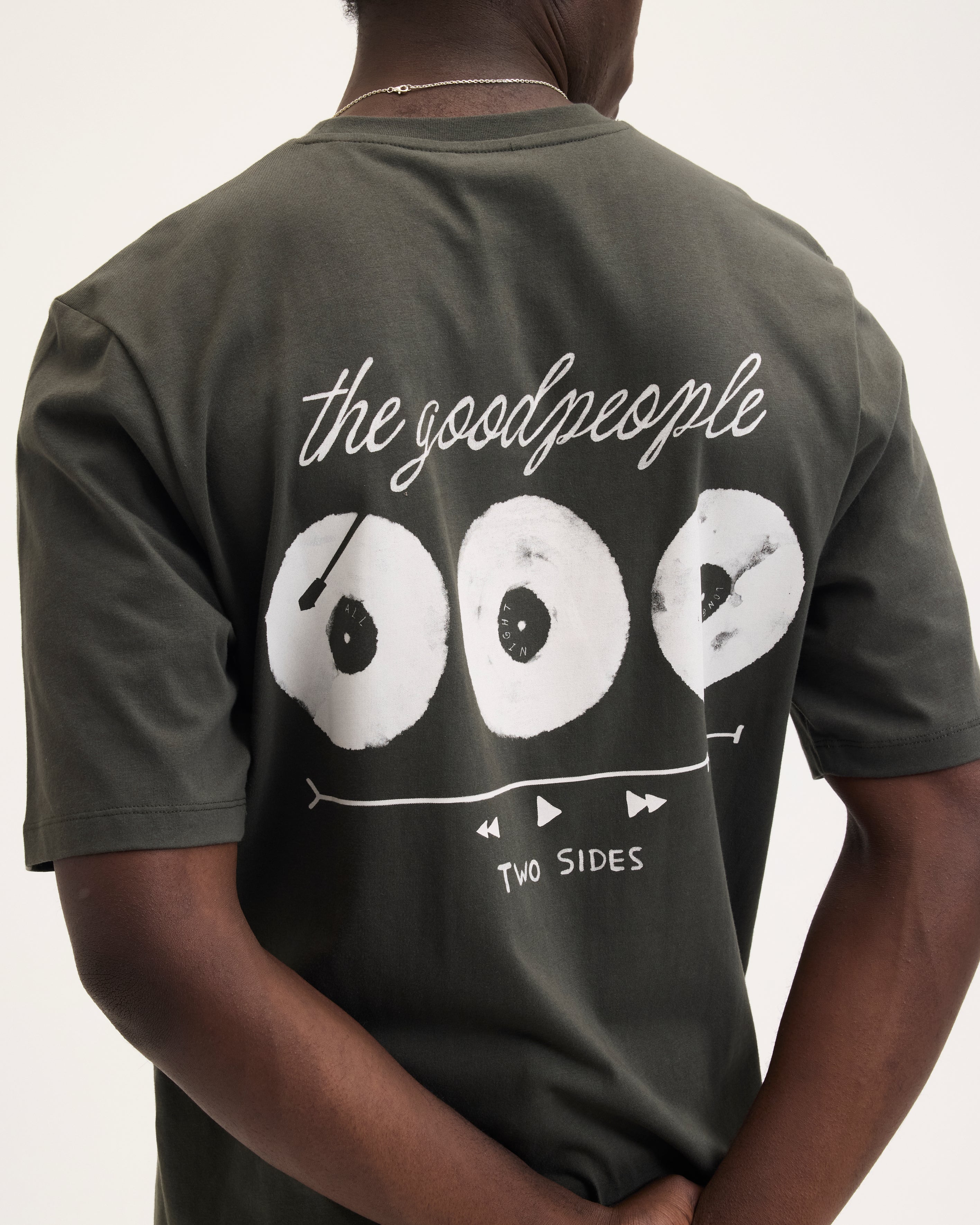 GOODPEOPLE Tuur t-shirt verde scuro cotone con stampa