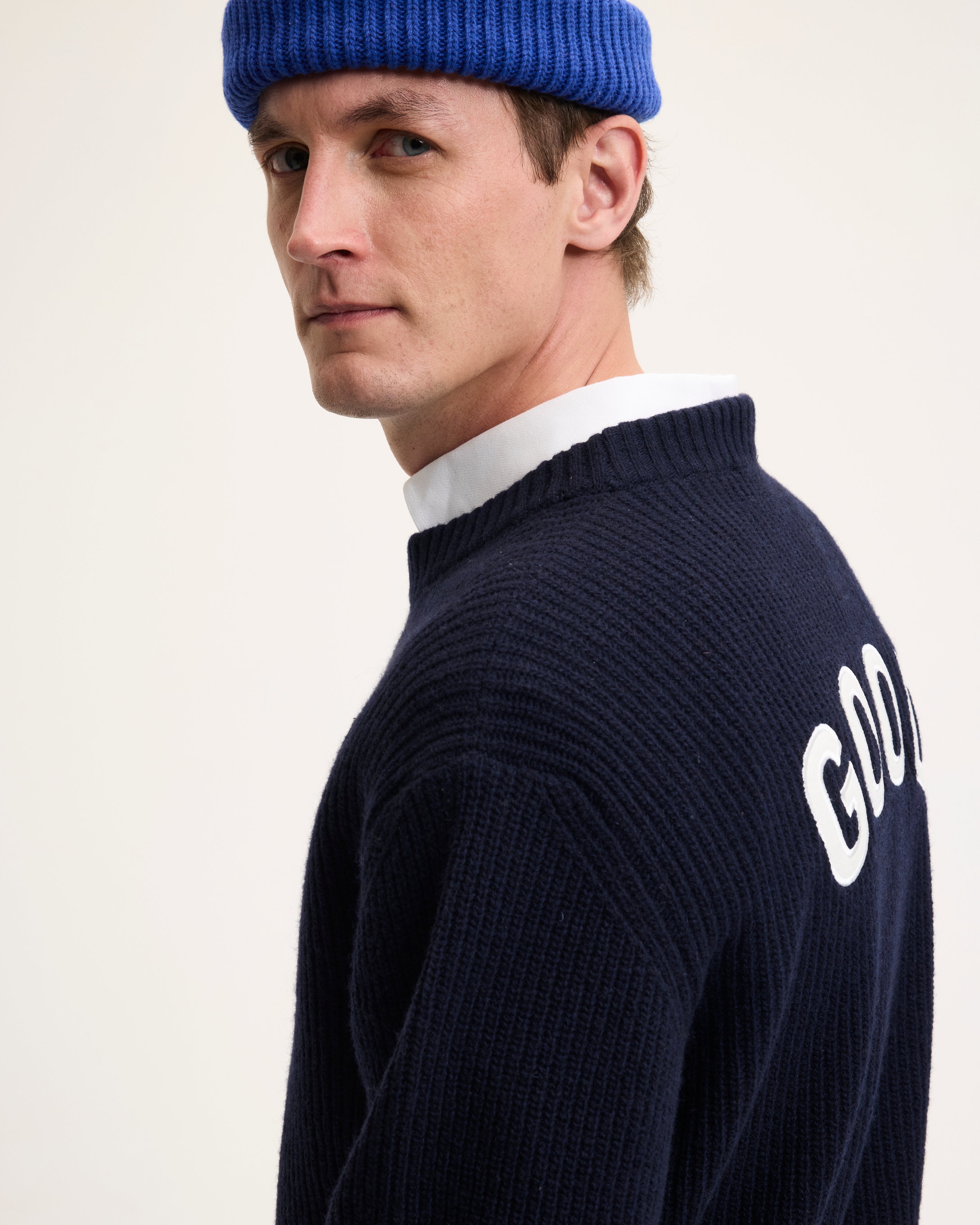 Goodpeople Kane maglione lana navy bianco
