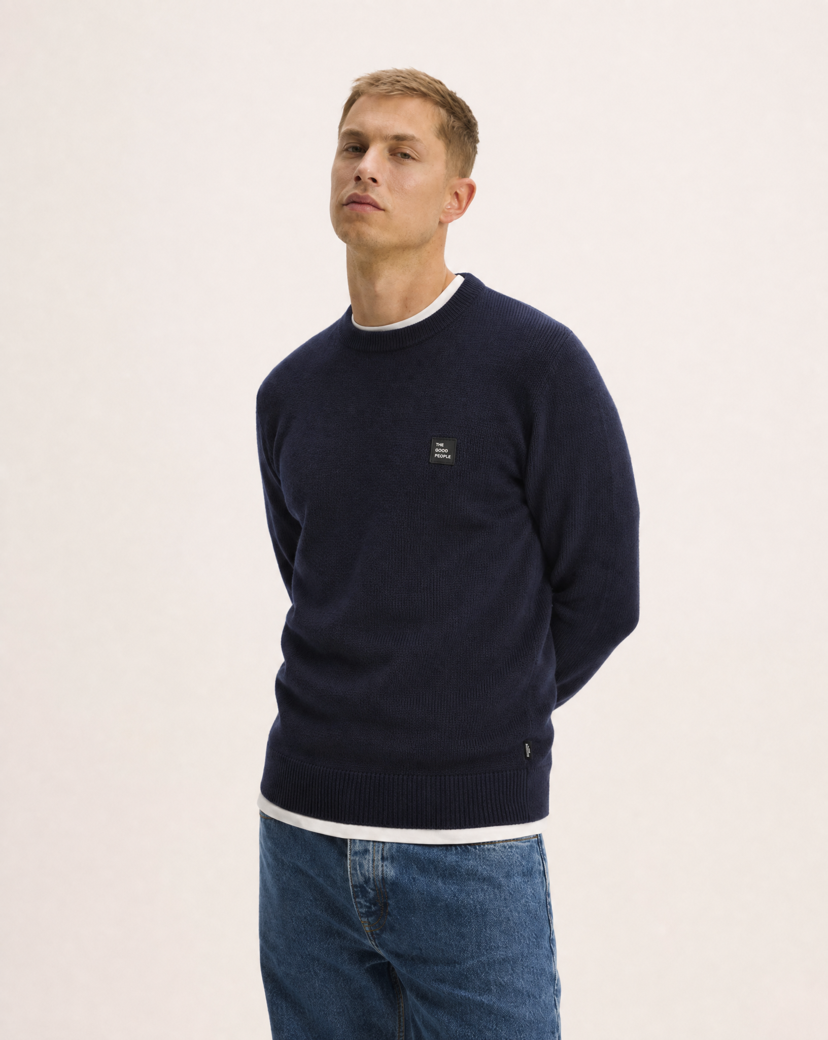GOODPEOPLE Oknit Comfort Maglione Misto Lana Blu Navy