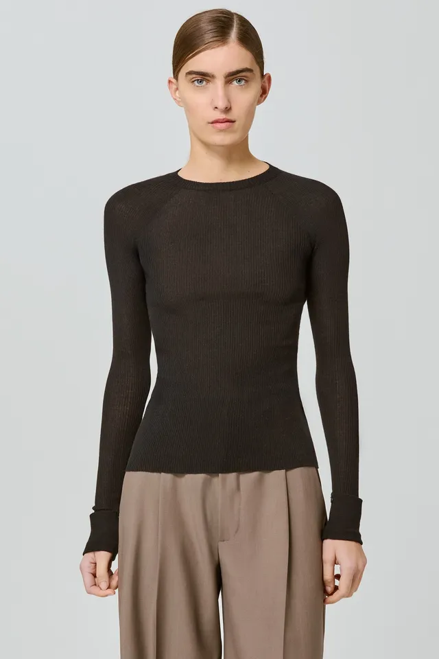 Sa Su Phi maglia a coste maniche lunghe nera cashmere