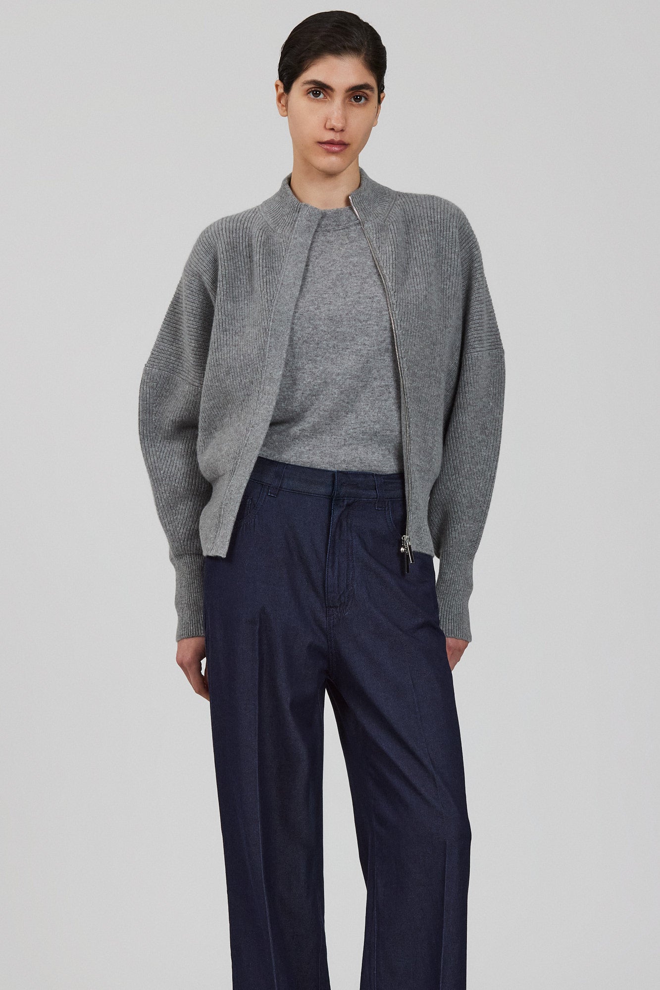 Sa Su Phi Minerva cardigan bomber zip cashmere nero