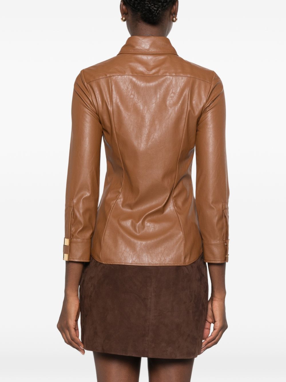 Elisabetta Franchi CA19566E2 camicia similpelle sigaro