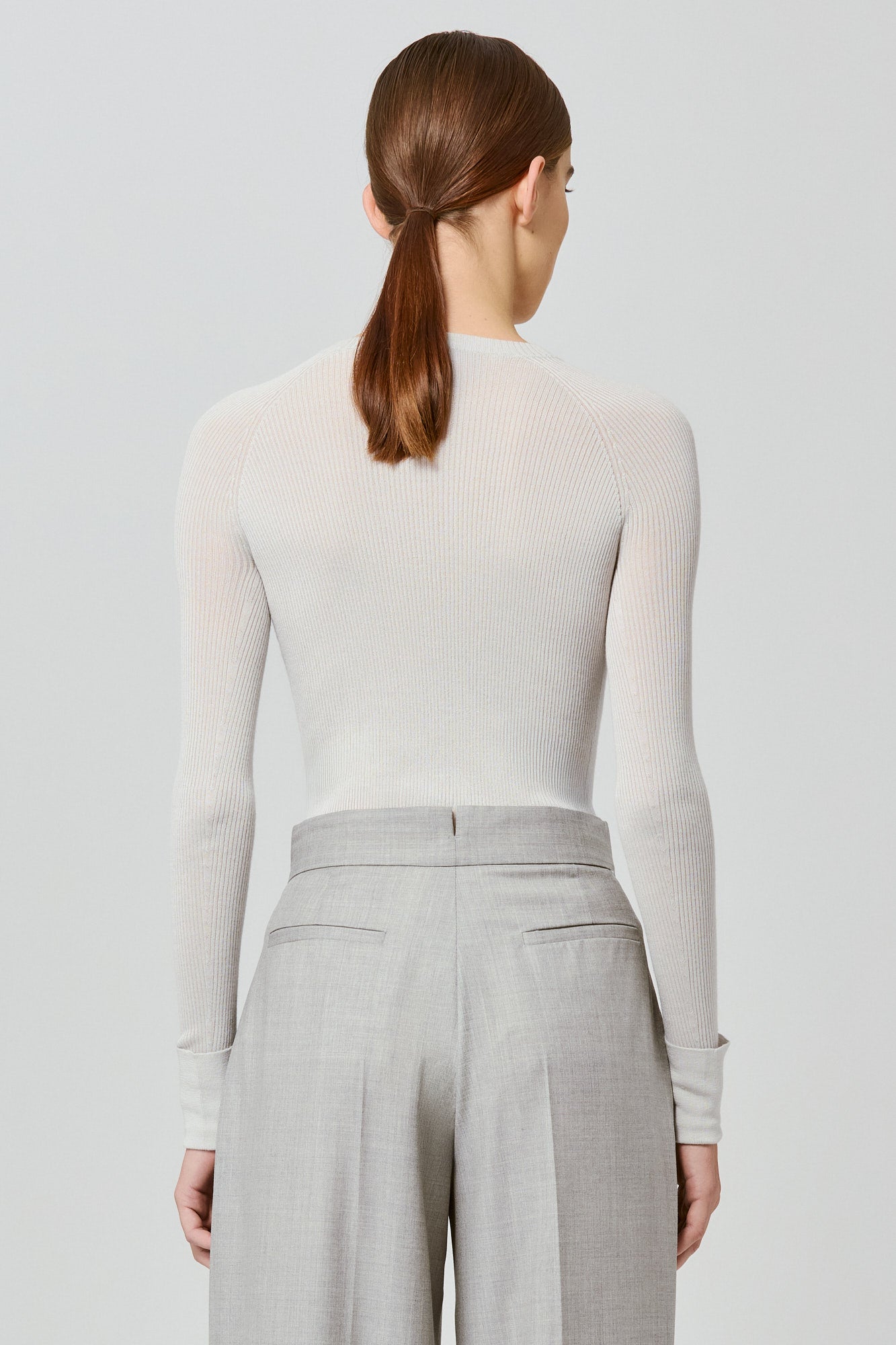 Sa Su Phi maglia girocollo coste cashmere ghiaccio