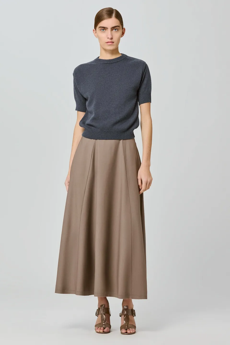Sa Su Phi maglione maniche corte cashmere blu scuro