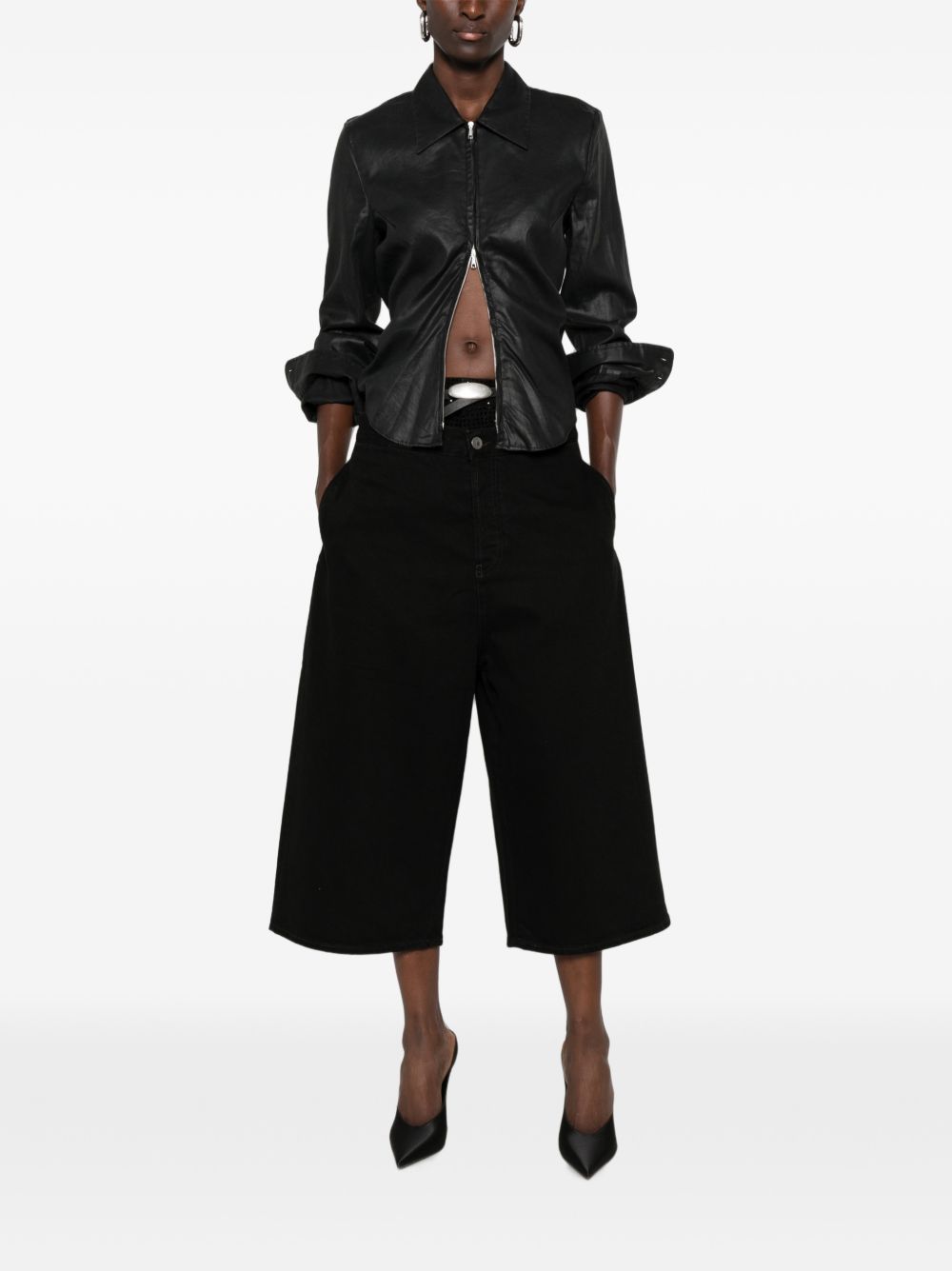 The Attico 261WCP00324 Jeans Neri con Cristalli