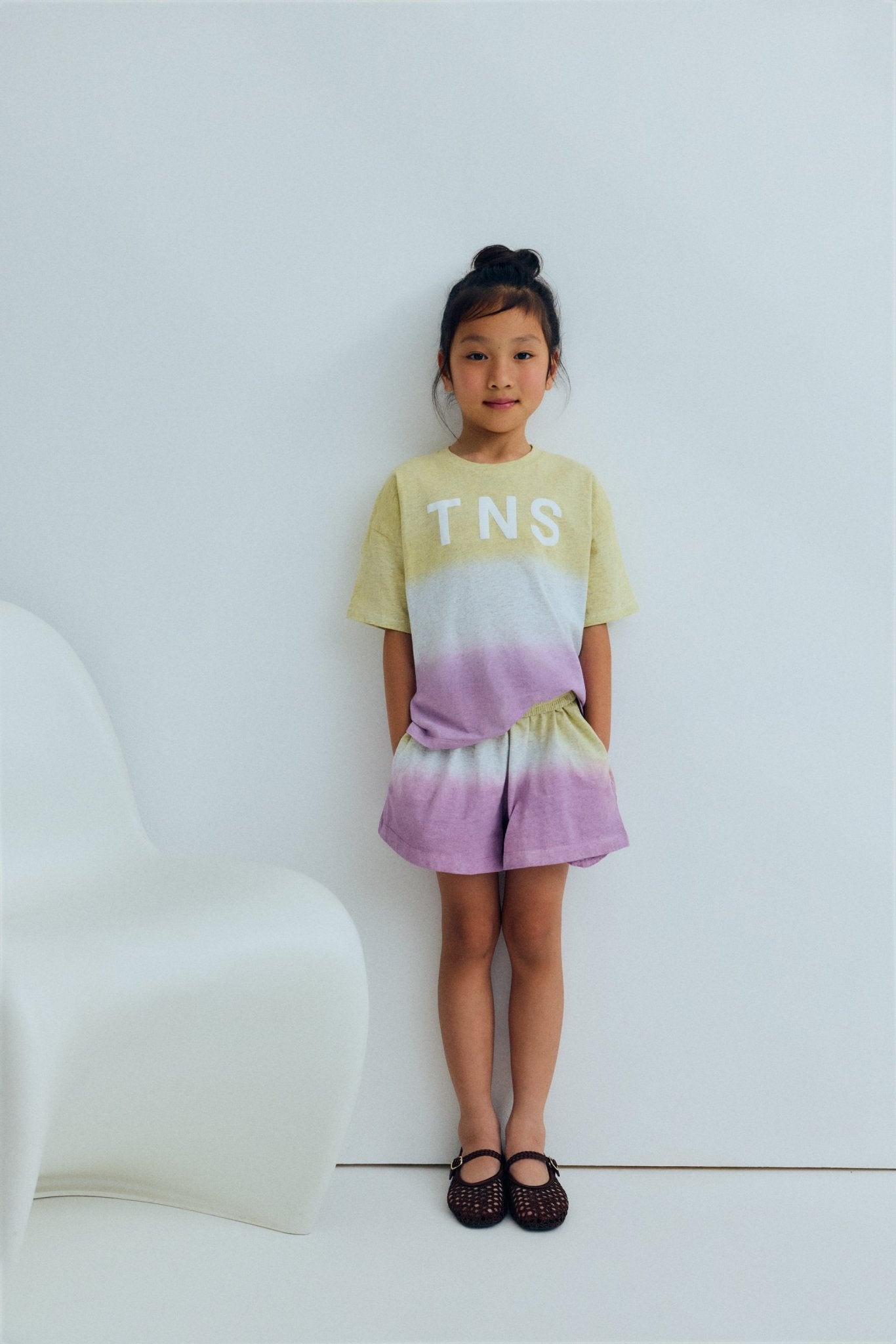 The New Society Tie Dye T-Shirt Bambina Rosa Lavanda Cotone