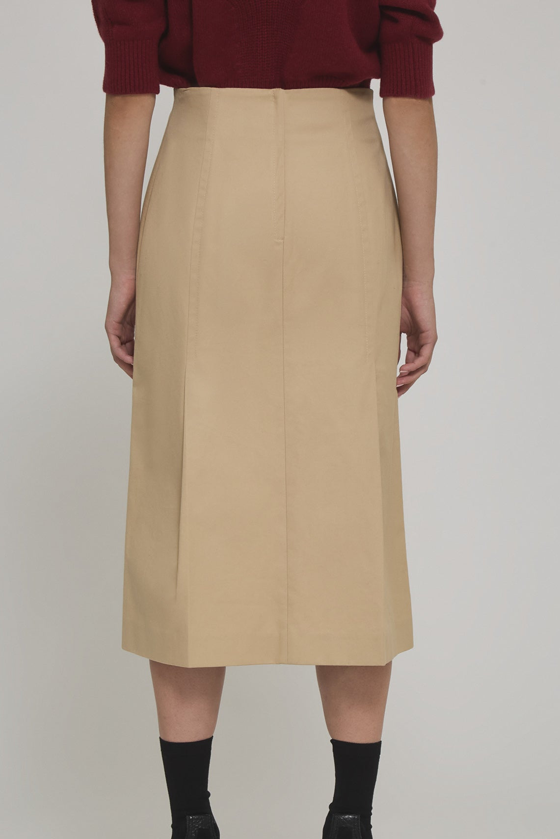 Sa Su Phi Marine gonna midi gabardine cotone beige
