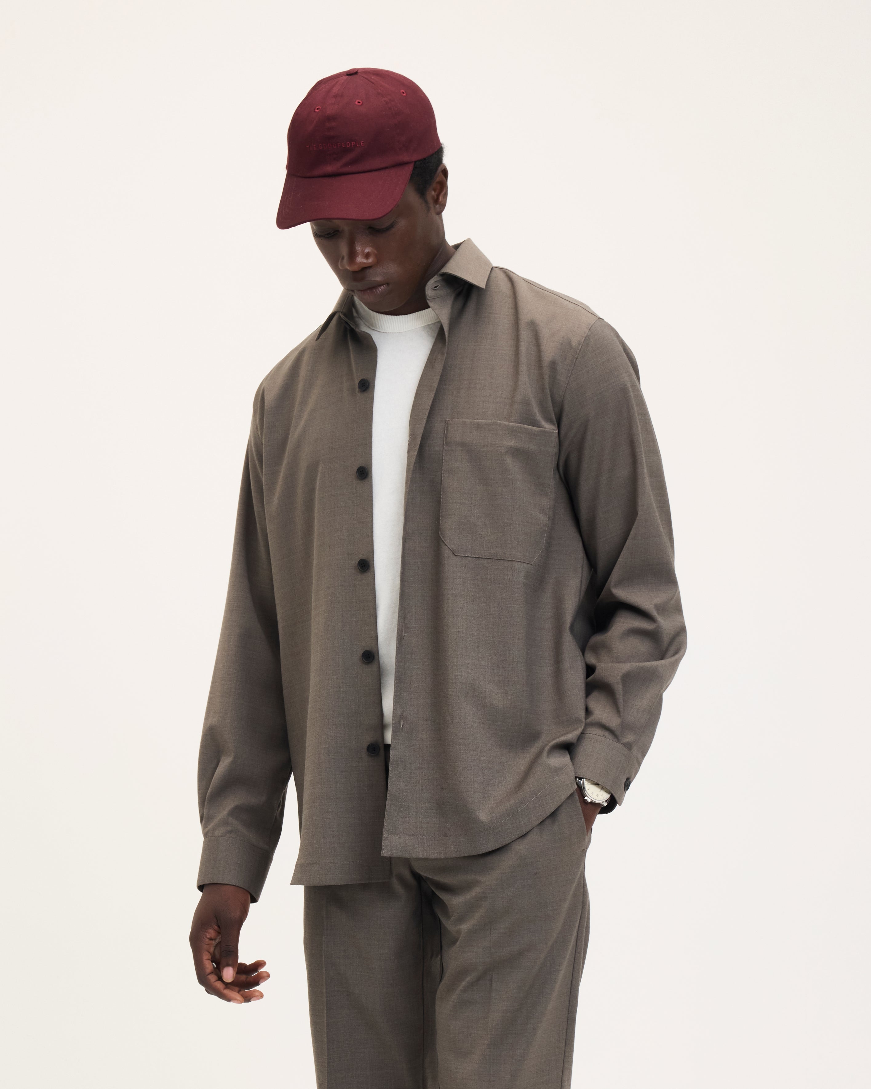 Goodpeople Simon Cool Wool camicia mocca lana