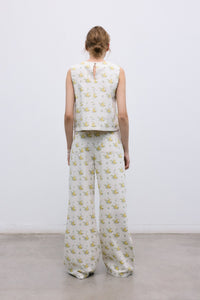 The New Society Mimosa Pantaloni Donna Denim Stampa Floreale