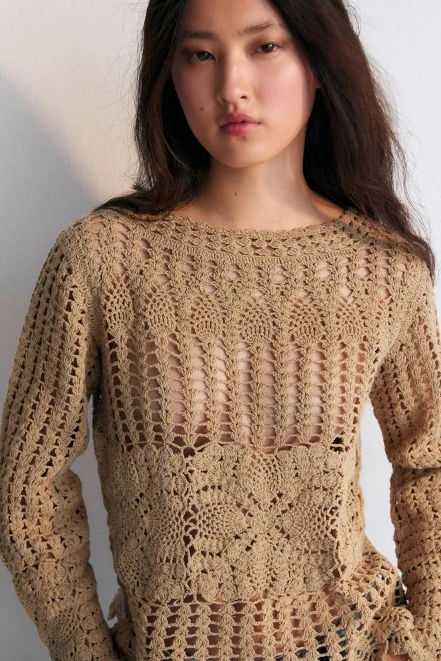 The New Society Calipso maglia donna Hemp uncinetto