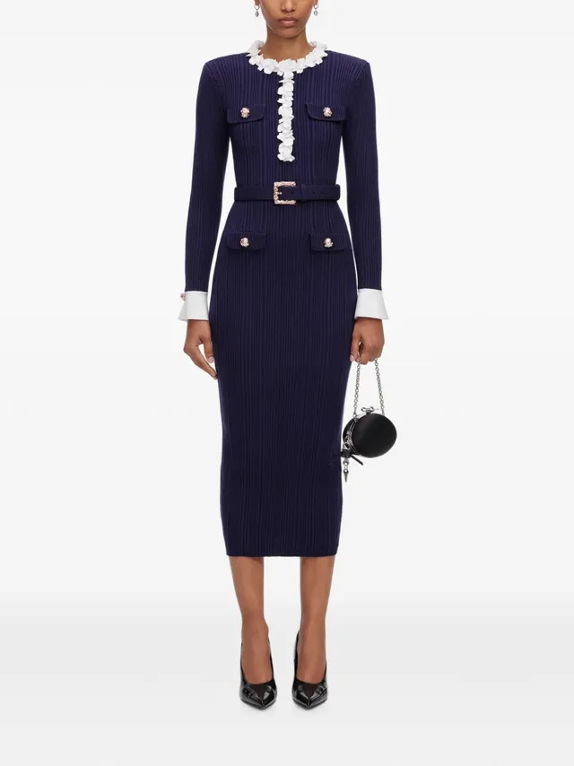 Self-Portrait AW26-101MNNAVY abito midi blu navy donna