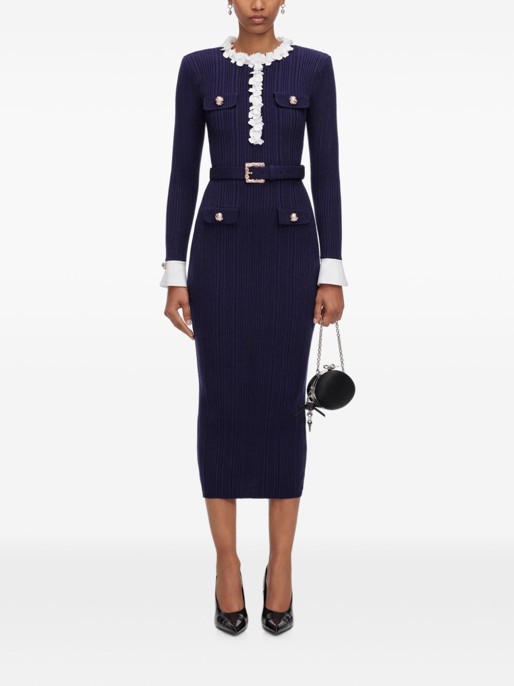 Self-Portrait AW26-101MNNAVY abito midi blu navy donna