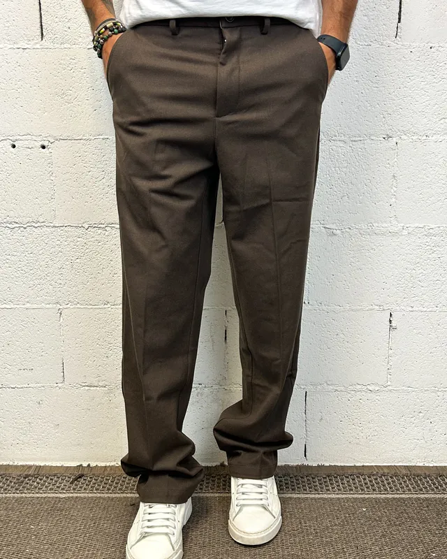 ONLYONE GIANNI LUPO Coffee pantalone loose taglia vera