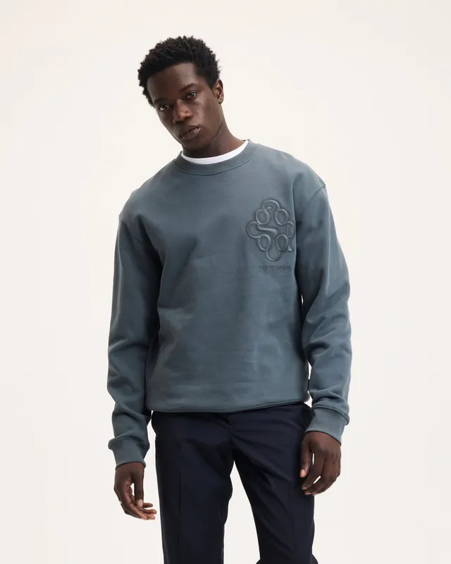 GOODPEOPLE Lucas Embroidered Signature Sweater maglione verde cotone