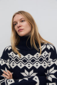 The New Society Neriana Maglione donna navy alpaca