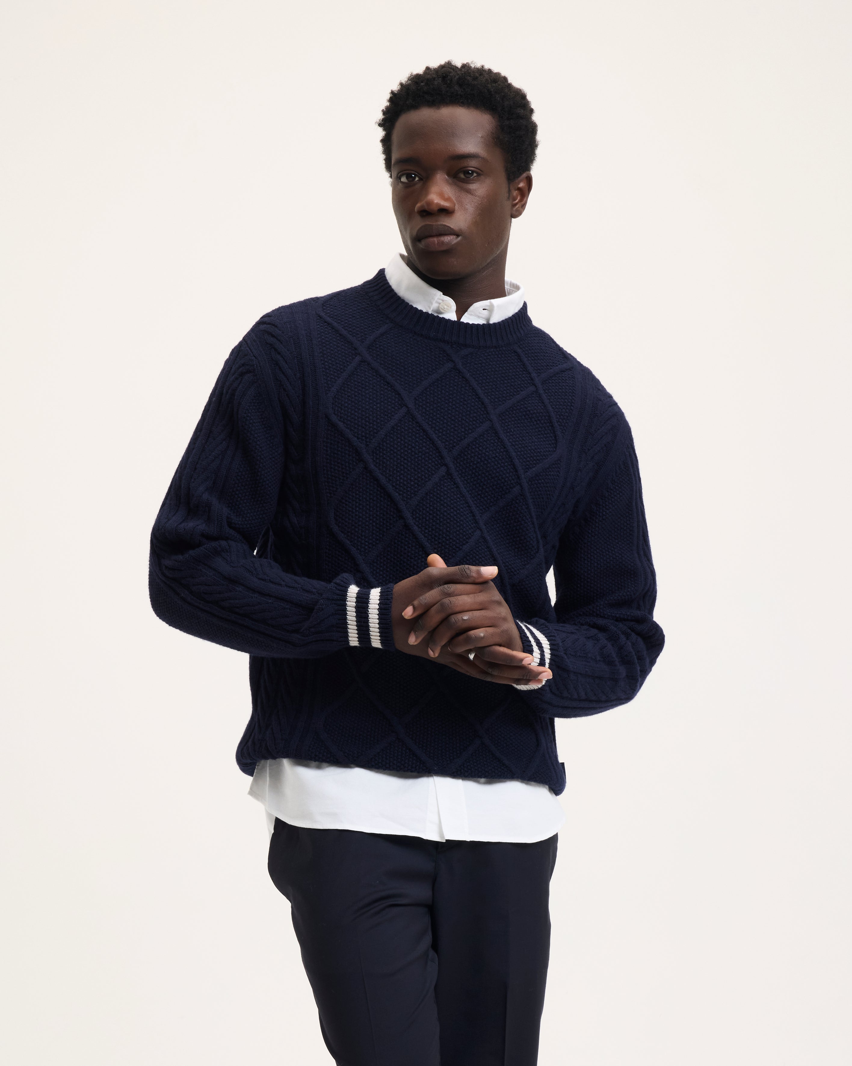 GOODPEOPLE Kpattern Maglione Lana Blu Navy Motivo