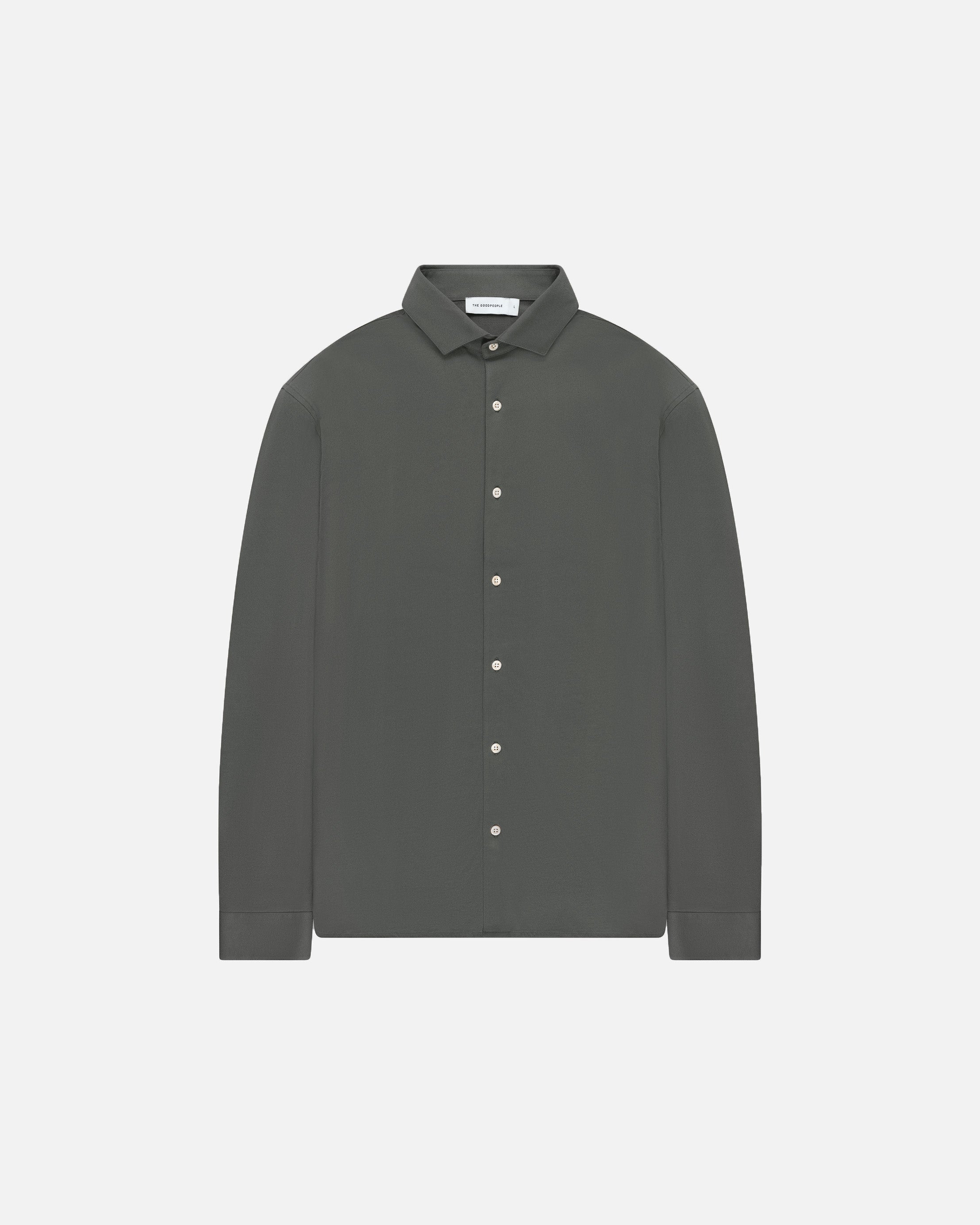 GOODPEOPLE Stirr camicia verde scuro in cotone morbido