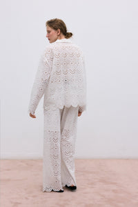 The New Society Jara camicia donna ecru ricamata cotone