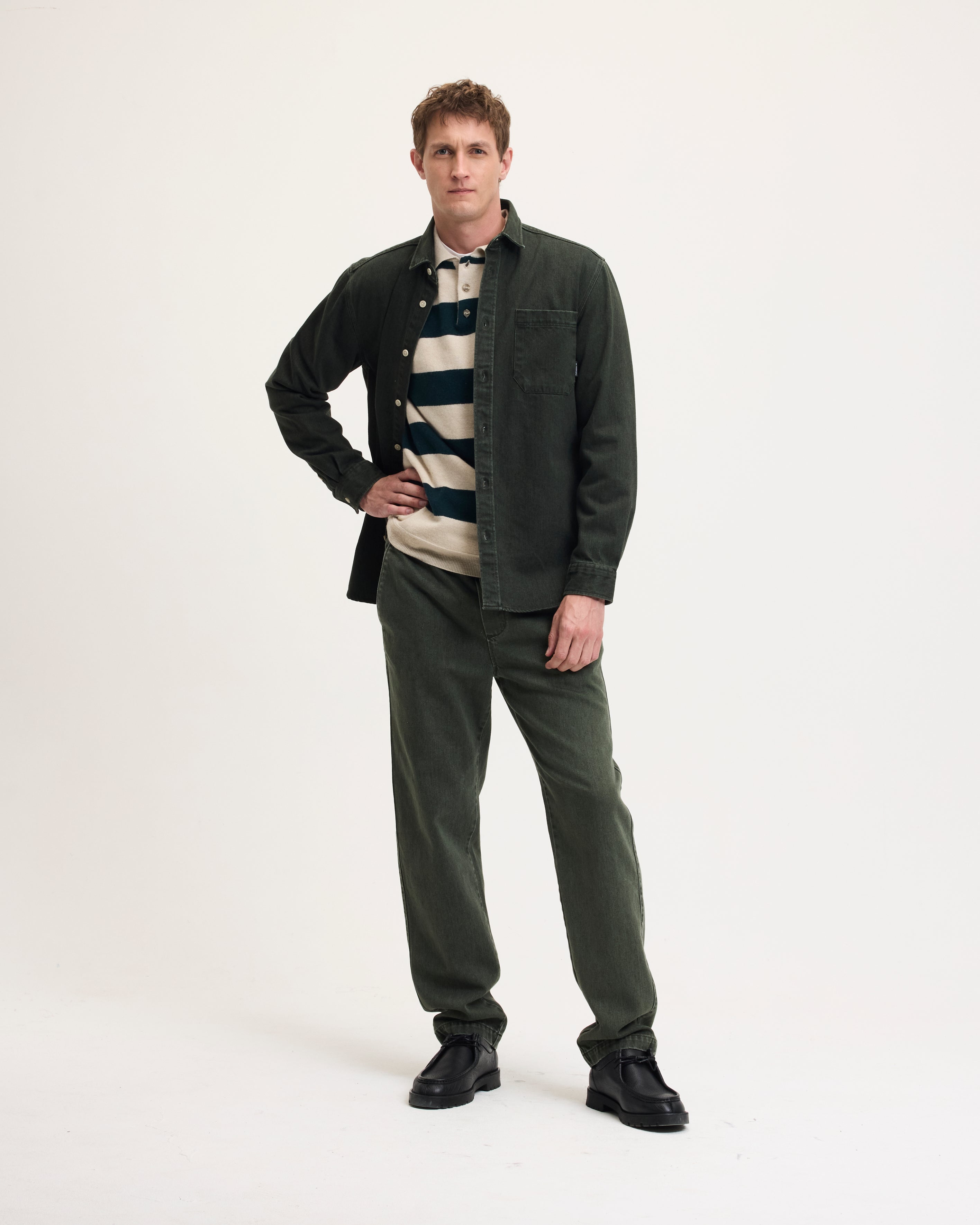 Goodpeople Stanford camicia denim verde rilassata